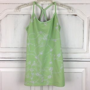 Lululemon Power Y Tank Green White Floral Tank